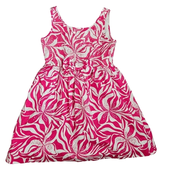 Lilly Pulitzer Girl Sz 7 Little Linney Dress Pink Orchid Sneak Peek w Sparkles! - Picture 1 of 8